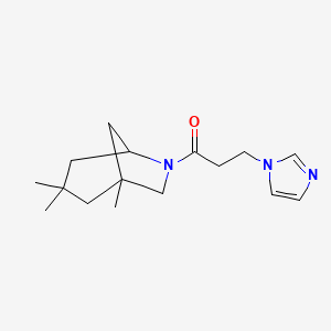 molecular formula C16H25N3O B7534051 3-Imidazol-1-yl-1-(1,3,3-trimethyl-6-azabicyclo[3.2.1]octan-6-yl)propan-1-one 