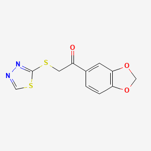molecular formula C11H8N2O3S2 B7534071 1-(1,3-Benzodioxol-5-yl)-2-(1,3,4-thiadiazol-2-ylsulfanyl)ethanone 