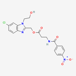 [6-Chloro-1-(2-hydroxyethyl)benzimidazol-2-yl]methyl 3-[(4-nitrobenzoyl)amino]propanoate