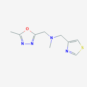 molecular formula C9H12N4OS B7534082 N-methyl-N-[(5-methyl-1,3,4-oxadiazol-2-yl)methyl]-1-(1,3-thiazol-4-yl)methanamine 