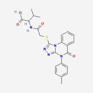 3-Methyl-2-[[2-[[4-(4-methylphenyl)-5-oxo-[1,2,4]triazolo[4,3-a]quinazolin-1-yl]sulfanyl]acetyl]amino]butanoic acid