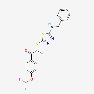 molecular formula C19H17F2N3O2S2 B7534103 2-[[5-(Benzylamino)-1,3,4-thiadiazol-2-yl]sulfanyl]-1-[4-(difluoromethoxy)phenyl]propan-1-one 