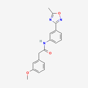 molecular formula C18H17N3O3 B7534192 2-(3-methoxyphenyl)-N-[3-(5-methyl-1,2,4-oxadiazol-3-yl)phenyl]acetamide 