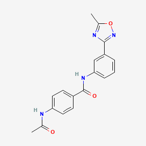 molecular formula C18H16N4O3 B7534207 4-(acetylamino)-N-[3-(5-methyl-1,2,4-oxadiazol-3-yl)phenyl]benzamide 
