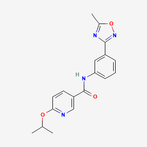 molecular formula C18H18N4O3 B7534235 N-[3-(5-methyl-1,2,4-oxadiazol-3-yl)phenyl]-6-propan-2-yloxypyridine-3-carboxamide 