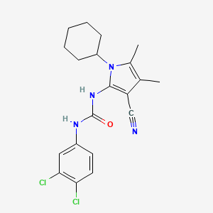 molecular formula C20H22Cl2N4O B7534270 1-(3-Cyano-1-cyclohexyl-4,5-dimethylpyrrol-2-yl)-3-(3,4-dichlorophenyl)urea 