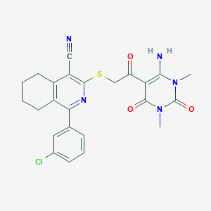 3-[2-(4-Amino-1,3-dimethyl-2,6-dioxopyrimidin-5-yl)-2-oxoethyl]sulfanyl-1-(3-chlorophenyl)-5,6,7,8-tetrahydroisoquinoline-4-carbonitrile
