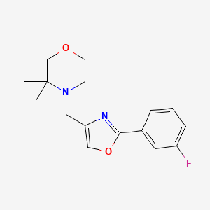 molecular formula C16H19FN2O2 B7534318 4-[[2-(3-Fluorophenyl)-1,3-oxazol-4-yl]methyl]-3,3-dimethylmorpholine 