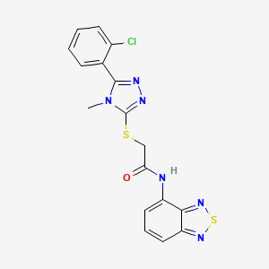 molecular formula C17H13ClN6OS2 B7534347 N-(2,1,3-benzothiadiazol-4-yl)-2-[[5-(2-chlorophenyl)-4-methyl-1,2,4-triazol-3-yl]sulfanyl]acetamide 