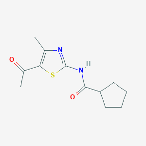 molecular formula C12H16N2O2S B7534354 N-(5-acetyl-4-methyl-1,3-thiazol-2-yl)cyclopentanecarboxamide 