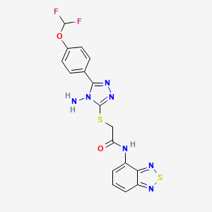 molecular formula C17H13F2N7O2S2 B7534355 2-[[4-amino-5-[4-(difluoromethoxy)phenyl]-1,2,4-triazol-3-yl]sulfanyl]-N-(2,1,3-benzothiadiazol-4-yl)acetamide 