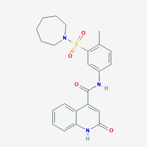 molecular formula C23H25N3O4S B7534360 N-[3-(azepan-1-ylsulfonyl)-4-methylphenyl]-2-oxo-1H-quinoline-4-carboxamide 