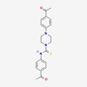 molecular formula C21H23N3O2S B7534364 N,4-bis(4-acetylphenyl)piperazine-1-carbothioamide 