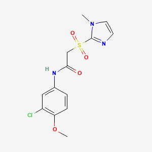 molecular formula C13H14ClN3O4S B7534371 N-(3-chloro-4-methoxyphenyl)-2-(1-methylimidazol-2-yl)sulfonylacetamide 