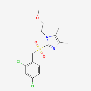 molecular formula C15H18Cl2N2O3S B7534389 2-[(2,4-Dichlorophenyl)methylsulfonyl]-1-(2-methoxyethyl)-4,5-dimethylimidazole 
