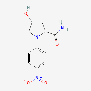 molecular formula C11H13N3O4 B7534396 4-Hydroxy-1-(4-nitrophenyl)pyrrolidine-2-carboxamide 