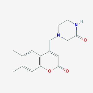 molecular formula C16H18N2O3 B7534437 4-[(6,7-Dimethyl-2-oxochromen-4-yl)methyl]piperazin-2-one 