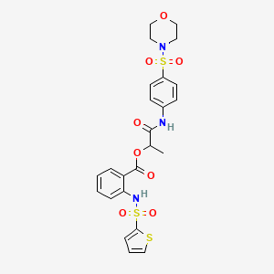 molecular formula C24H25N3O8S3 B7534445 [1-(4-Morpholin-4-ylsulfonylanilino)-1-oxopropan-2-yl] 2-(thiophen-2-ylsulfonylamino)benzoate 