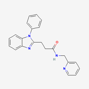 molecular formula C22H20N4O B7534486 3-(1-phenylbenzimidazol-2-yl)-N-(pyridin-2-ylmethyl)propanamide 
