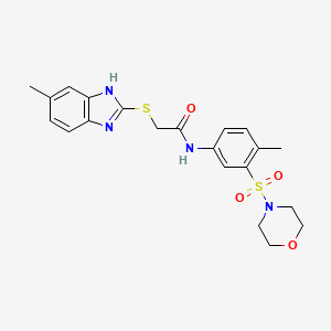 molecular formula C21H24N4O4S2 B7534496 2-[(6-methyl-1H-benzimidazol-2-yl)sulfanyl]-N-(4-methyl-3-morpholin-4-ylsulfonylphenyl)acetamide 