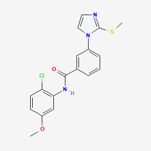 molecular formula C18H16ClN3O2S B7534499 N-(2-chloro-5-methoxyphenyl)-3-(2-methylsulfanylimidazol-1-yl)benzamide 