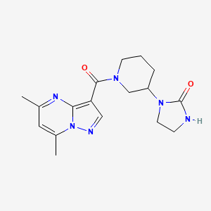molecular formula C17H22N6O2 B7534513 1-[1-(5,7-Dimethylpyrazolo[1,5-a]pyrimidine-3-carbonyl)piperidin-3-yl]imidazolidin-2-one 