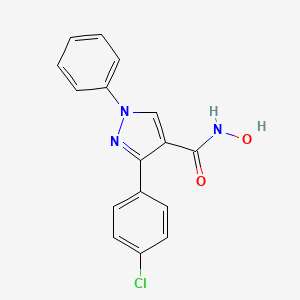 molecular formula C16H12ClN3O2 B7534518 3-(4-chlorophenyl)-N-hydroxy-1-phenylpyrazole-4-carboxamide 