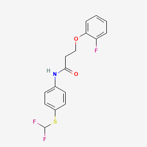 molecular formula C16H14F3NO2S B7534527 N-[4-(difluoromethylsulfanyl)phenyl]-3-(2-fluorophenoxy)propanamide 