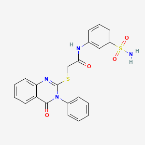 molecular formula C22H18N4O4S2 B7534558 2-(4-oxo-3-phenylquinazolin-2-yl)sulfanyl-N-(3-sulfamoylphenyl)acetamide 