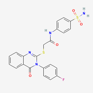 molecular formula C22H17FN4O4S2 B7534565 2-[3-(4-fluorophenyl)-4-oxoquinazolin-2-yl]sulfanyl-N-(4-sulfamoylphenyl)acetamide 