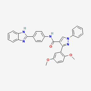molecular formula C31H25N5O3 B7534576 N-[4-(1H-benzimidazol-2-yl)phenyl]-3-(2,5-dimethoxyphenyl)-1-phenylpyrazole-4-carboxamide 