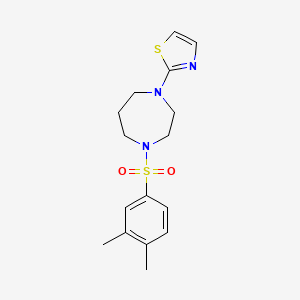 molecular formula C16H21N3O2S2 B7534595 2-[4-(3,4-Dimethylphenyl)sulfonyl-1,4-diazepan-1-yl]-1,3-thiazole 