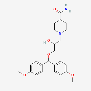 molecular formula C24H32N2O5 B7534617 1-[3-[Bis(4-methoxyphenyl)methoxy]-2-hydroxypropyl]piperidine-4-carboxamide 