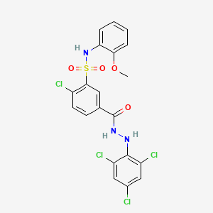 molecular formula C20H15Cl4N3O4S B7534625 2-chloro-N-(2-methoxyphenyl)-5-[(2,4,6-trichloroanilino)carbamoyl]benzenesulfonamide 