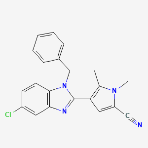 molecular formula C21H17ClN4 B7534633 4-(1-Benzyl-5-chlorobenzimidazol-2-yl)-1,5-dimethylpyrrole-2-carbonitrile 