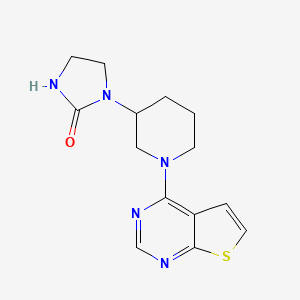 molecular formula C14H17N5OS B7534667 1-(1-Thieno[2,3-d]pyrimidin-4-ylpiperidin-3-yl)imidazolidin-2-one 