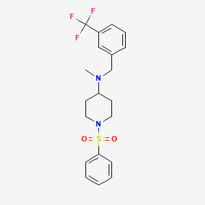 molecular formula C20H23F3N2O2S B7534696 1-(benzenesulfonyl)-N-methyl-N-[[3-(trifluoromethyl)phenyl]methyl]piperidin-4-amine 