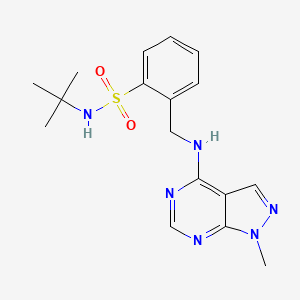 molecular formula C17H22N6O2S B7534709 N-tert-butyl-2-[[(1-methylpyrazolo[3,4-d]pyrimidin-4-yl)amino]methyl]benzenesulfonamide 