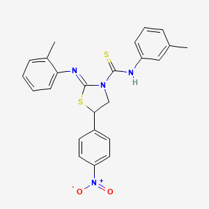 molecular formula C24H22N4O2S2 B7534734 N-(3-methylphenyl)-2-(2-methylphenyl)imino-5-(4-nitrophenyl)-1,3-thiazolidine-3-carbothioamide 