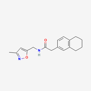 molecular formula C17H20N2O2 B7534740 N-[(3-methyl-1,2-oxazol-5-yl)methyl]-2-(5,6,7,8-tetrahydronaphthalen-2-yl)acetamide 