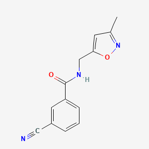 molecular formula C13H11N3O2 B7534744 3-cyano-N~1~-[(3-methyl-5-isoxazolyl)methyl]benzamide 