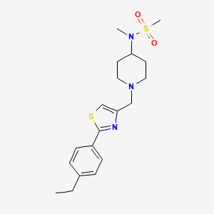 molecular formula C19H27N3O2S2 B7534757 N-[1-[[2-(4-ethylphenyl)-1,3-thiazol-4-yl]methyl]piperidin-4-yl]-N-methylmethanesulfonamide 