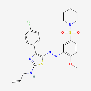 4-(4-chlorophenyl)-5-[(2-methoxy-5-piperidin-1-ylsulfonylphenyl)diazenyl]-N-prop-2-enyl-1,3-thiazol-2-amine