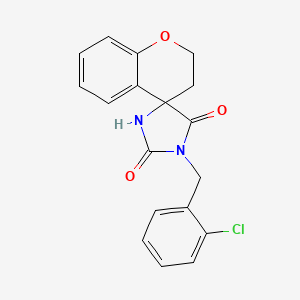 molecular formula C18H15ClN2O3 B7534818 3'-[(2-Chlorophenyl)methyl]spiro[2,3-dihydrochromene-4,5'-imidazolidine]-2',4'-dione 