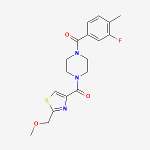 molecular formula C18H20FN3O3S B7534903 (3-Fluoro-4-methylphenyl)-[4-[2-(methoxymethyl)-1,3-thiazole-4-carbonyl]piperazin-1-yl]methanone 