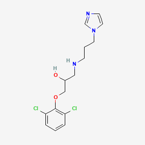 molecular formula C15H19Cl2N3O2 B7534913 1-(2,6-Dichlorophenoxy)-3-(3-imidazol-1-ylpropylamino)propan-2-ol 