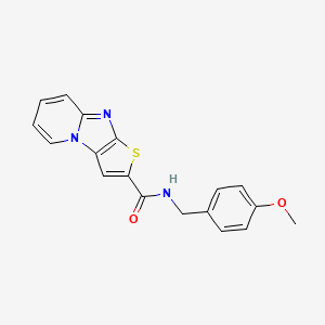 N-[(4-methoxyphenyl)methyl]-5-thia-1,7-diazatricyclo[6.4.0.02,6]dodeca-2(6),3,7,9,11-pentaene-4-carboxamide