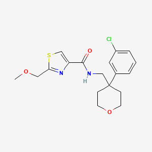 molecular formula C18H21ClN2O3S B7534917 N-[[4-(3-chlorophenyl)oxan-4-yl]methyl]-2-(methoxymethyl)-1,3-thiazole-4-carboxamide 