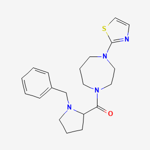 molecular formula C20H26N4OS B7534919 (1-Benzylpyrrolidin-2-yl)-[4-(1,3-thiazol-2-yl)-1,4-diazepan-1-yl]methanone 