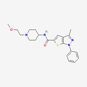molecular formula C21H26N4O2S B7534926 N-[1-(2-methoxyethyl)piperidin-4-yl]-3-methyl-1-phenylthieno[2,3-c]pyrazole-5-carboxamide 